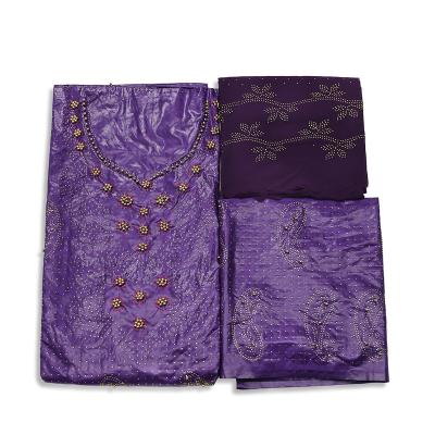 China H&D Basin Riche Fashion Anti-Static Bazin Brode Fabric Sewing African Materials Beaded Fabric Embroidery Dubai Lace Bridal Chiffon 3+2+2 yards for sale