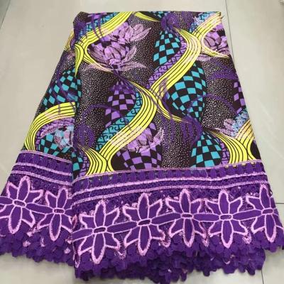 China New Designs H&D New Designs Anti-static African Wax Print Fabric Embroidery Wax Lace Up Fabric For Dresses for sale