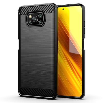 China Shockproof Soft Carbon Fiber TPU Shockproof Back Cover Mobile Phone Case For Xiaomi Poco X3 NFC for sale