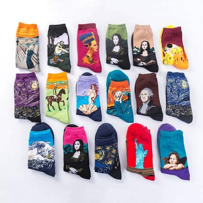 China COTTON/POLESTER Oil Painting Series Female Funny Socks Dropshipping Autumn Winter Retro Women New Art Van Gogh Mural World Famous for sale