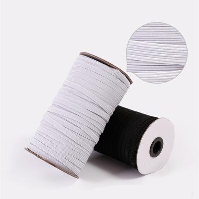 China Soft Elastic 3/5/6/8/10/12mm Knitted Crochet Nylon Elastic Band Black White Elastic Woven Elastic Round Ear Loop For Face Mask for sale