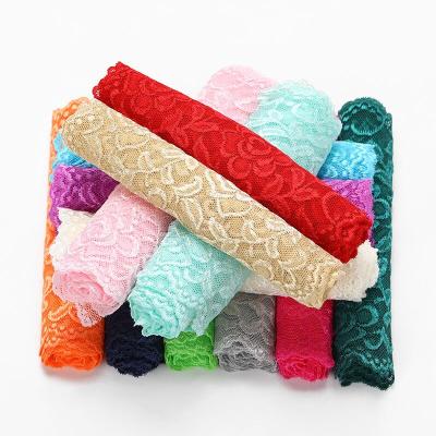 China 17cm Width Trim Colorful Elastic DIY Lace Fabric Handmade Craft Accessories Sewing Fringe Ribbon Fabric Material Lace For Women for sale