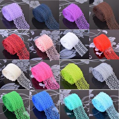 China 10m Running Shrink-Resistant / Handmade Trim Craft Accessories Roll 4.5cm Width Colorful Lace Fabric DIY Sewing Fringe Material Ribbon Fabric Lace for sale