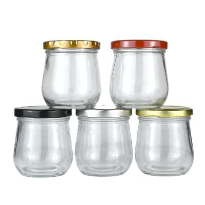 China OEM ODM Nature White Transparent Big Mouth 200ml Glass Jars With Lids for sale