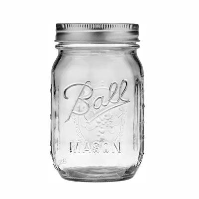 Chine Boule Mason Jar American Mason Jar Glass Transparent Avoine Bouteille scellée Milk Shake Large Bouche Juice Coupe de boisson en verre à vendre