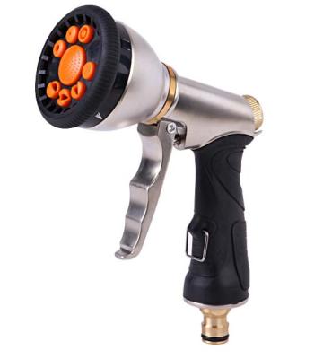 China Variable Flow Controls Metal 9 Function Garden Water Trigger Nozzle With Front Trigger for sale