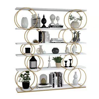 China European style living room wrought iron display rack floor shelf modern bookcase for sale