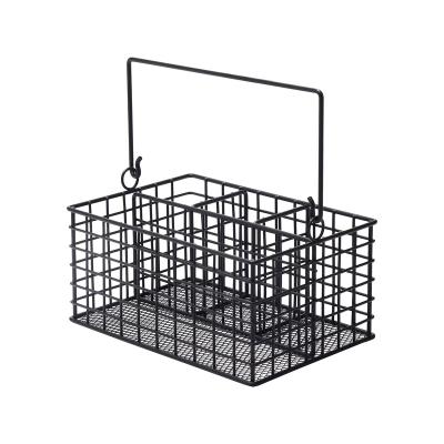 China Sustainable High quality wholesale dish rack metal Black Wire Cutlery Caddy for sale