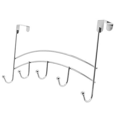 China Sustainable 5 hook towel clothes wall mounted hanger robe hook iron door hanger metal over the door hooks for sale