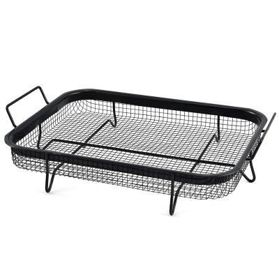 China Sustainable Stainless Steel Square Wire Mesh Grilling Basket Roasting Pan for sale