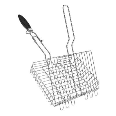 China Easily Cleaned Outdoor barbecue tool Folding grill mesh grill basket with anti-burn handle for sale