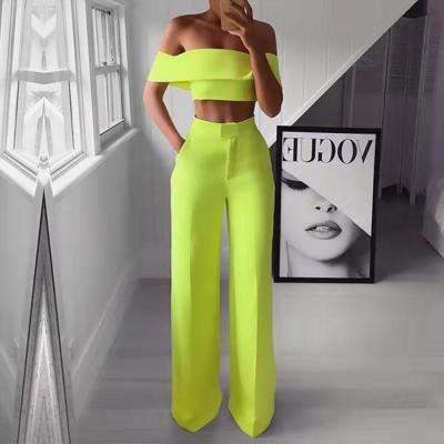 China Anti-pilling 2021 hot sale new One-shoulder wiping pants suit pants set two-piece suit for sale