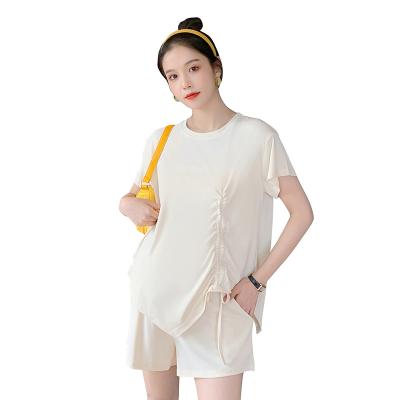 China Antibacterial Pregnant Women Loose Comfortable Fashion Slim Short Sleeve Shorts Set for sale