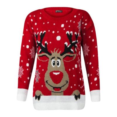 China Breathable Women's Christmas Sweater Women Loose Pullover Elk Jacquard Sweater for sale