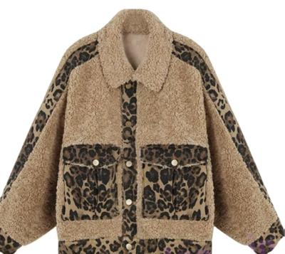 China Other lamb plush coat women loose and soft leopard fur stitching thickened short coat autumn and winter for sale