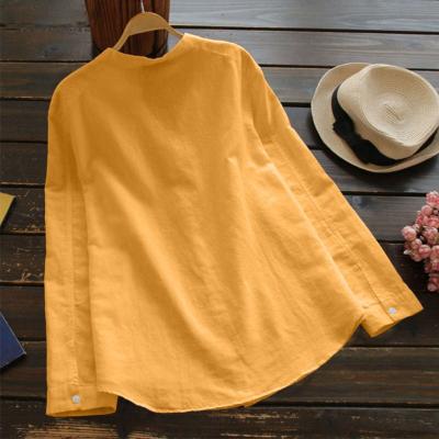 China Women Blouse Anti-pilling Canvas Cotton Down Korean Casual Long Sleeve Shirt Stand Collar Women Blouses Girl Top Spring for sale