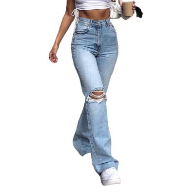 China Others New Style Denim Wide-Leg Pants Ripped Bootcut Jeans for sale