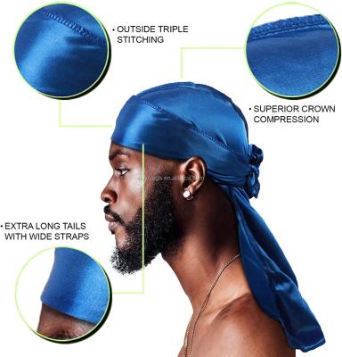 China Hot Selling High Quality Custom Designer Logo Color Satin Durags Silky Fashion Durag Silk for sale