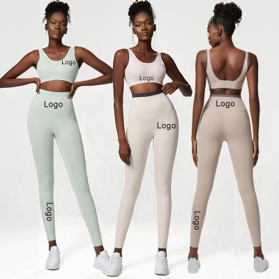 China New Arrival Breathable Women Gym Suit Traceless Naked Yoga Suit Work Out Gym Fitness Sets Yoga Bra Leggings Sets for sale