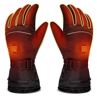 China Touch Screen Heated Gloves 2021 Three-speed Waterproof Adjustable Anti Skid Winter Motorcycle Touch Screen Electric Heated Gloves for sale