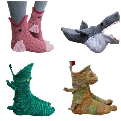 China QUICK DRY Christmas Knit Crocodile Socks Unisex Christmas Gift Knit Animal Carp Shark Chameleon Knit Crocodile Socks for sale