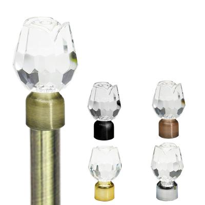 China Popular home decoration curtain rod metal hook curtain to decorate curtain rod crystal head/finial for sale