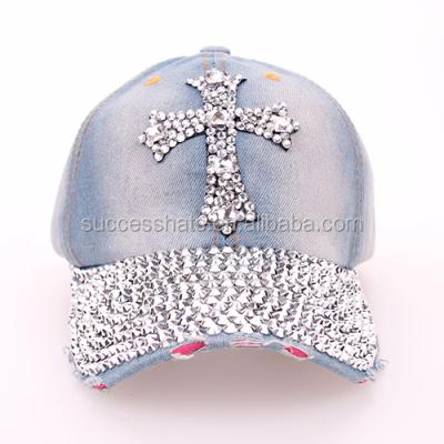 China COMMON fashion rhinestone baseball cap sports hat cross bliing hat and wholesale baseball cap hats for women for sale