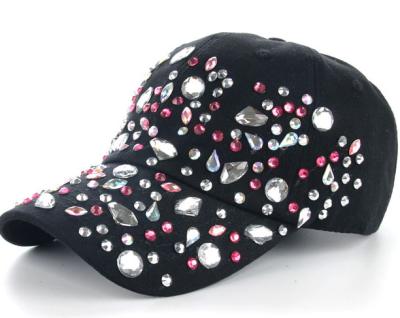 China Blingbling JOINT Rhinestones Trendy Black Baseball Caps Beautiful for sale