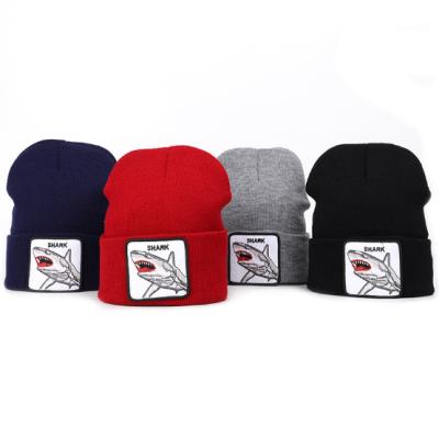 China Embroidery COMMON Shark Style Hip Hop Wool Yarn Warm Knitted Hat For Youth for sale