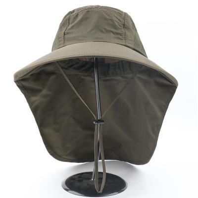 China Summer UPF 50+ Sun Bucket Hat Waterproof Men Women Waterproof Bucket Hats With Neck Wave Big Brim Outdoor Wide Fishing Hat for sale