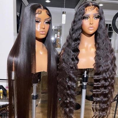 China New Silky Straight Wave Wigs Hair Lace Front Closure Wigs 4x4 5X5 6x6 Glueless for sale