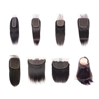 China 2021 new arrival pure natural hair cuticle aligned frontal 5X5 2X6 7x7 hd transparent swiss lace closure in stock for sale