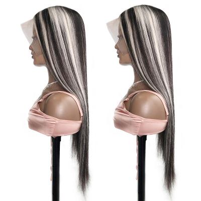 China Unprocessed Brazilian Virgin Hair Glueless Lace Wigs Piano Gray Lace Front Wig Straight Hair Color Body Wave Highlight Vedors for sale