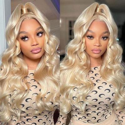 China Body Wave 180% Density Virgin Hair 13X4 613 Blonde Body Wave Indian Raw HD Transparent Lace Frontal Wigs For Black Women for sale