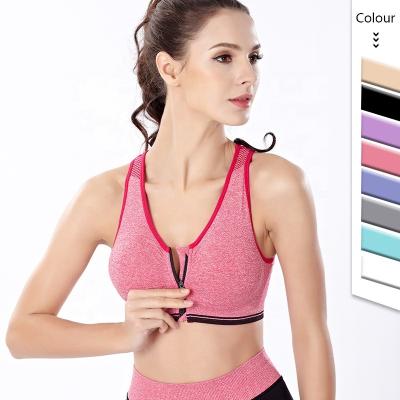 China Zipper Breathable High Impact Shockproof Running Yoga Bra Plus Size Seamless Sports Bra Women for sale