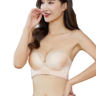 China Hot selling invisible lift up one piece sexy strapless bra non slip wireless bra plus size for sale