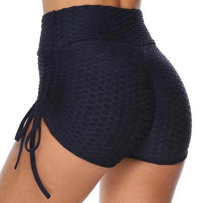 China Anti-Wrinkle High Waist Drawstring Sports Shorts Workout Pants Yoga Fitness Women Shorts for sale