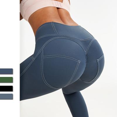 China High waisted yoga apparel women workout leggings crack! crack! fitness breathable gym butt for sale