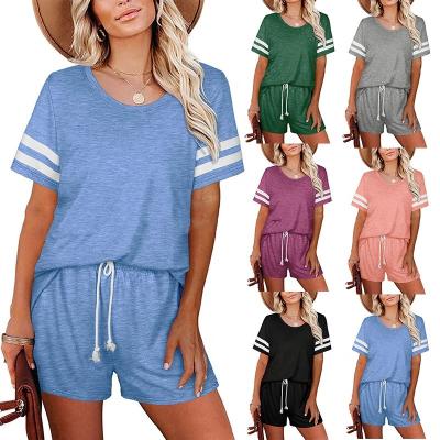 China Wholesale Anti-pilling Short Sleeve T-Shirt Shorts Pajamas Set Women Two Piece Set Clothing for sale