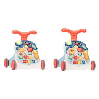 China Multifunctional Plastic Baby Walker Sit-to-Stand Activity Toy Kids Study Desk Piano Music Games Toys Sit-to-Stand Toddler Learning Walker for sale