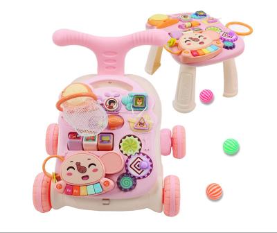 China Baby Walk Training Learning Walker 2 in 1 Baby Walker with Wheels Baby Entertainment Table Early Educational Kids Activity for sale