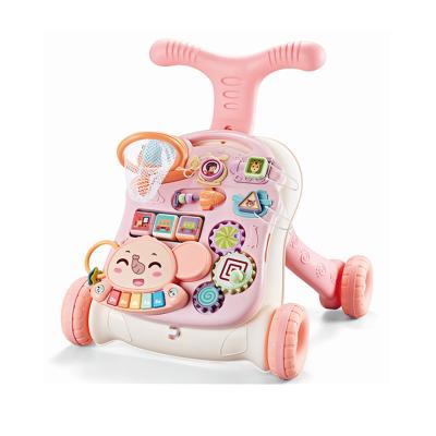 China Amazon Hot Selling Plastic Baby Walker for Single Toddler Girl Babies Kids Toy Strollers Pram Aid Roller Musical Car with Music for sale