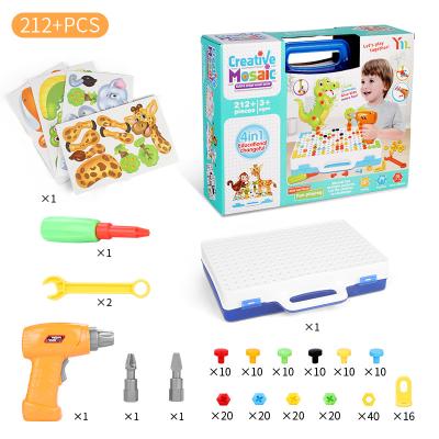 China Toys complete sell creative mosaic puzzle drill toys for children building bricks toys children's electric drill DIY set educational boys for sale