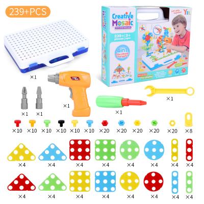 China 239pcs DIY Toys 239pcs DIY Electric Accessembly Jigsaw Puzzle Building Block Toy Creative Funny Educational Toys Mosaic Drill Set Jigsaw Peg for sale