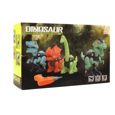 China Creative Mosaic 3D Puzzle Toys Drilling Screw Dinosaur Shooting DIY Drill Set Boys Educational Toys Screw Nut Combination Toy 31*25*8CM for sale