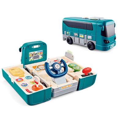 China Eco - Friendly Material Multifunction Electric Musical School Bus For Kid Blue for sale