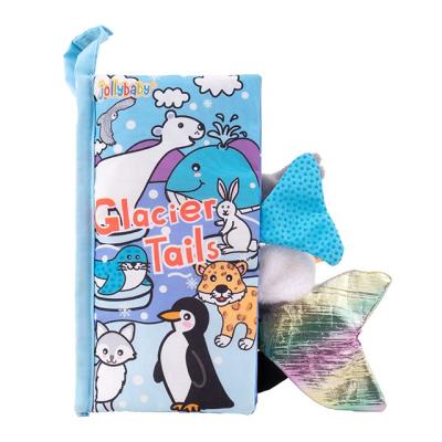 China Early Education Cloth Book Jollybaby Animal Tails Crinkle Filled Pages Education Cloth Book For Baby for sale