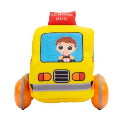 China Stuffed Toy Jollybaby Taxi Bus Ambulance Plush Vehicle Pull Back Car Toys For Baby for sale