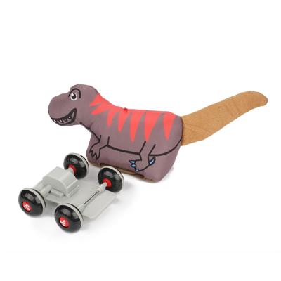 China Eco-friendly Indoor Road Play Small Toy Cars Friction Vehicle Cloth Detachable Wheel Dinosaur Toy for sale