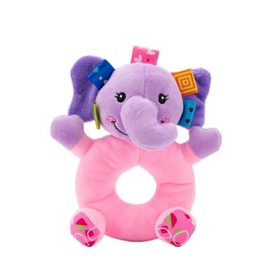 China Pink Safety Sozzy Elephant Soft Animal Toy Ratchets Baby Teething Tubes Other Toy Animal for sale